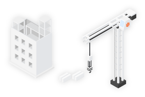 Illustration crane and building